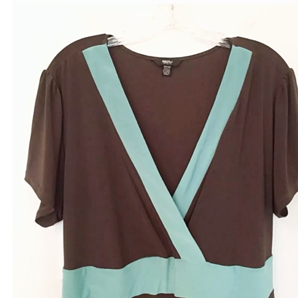 ✨ Mossimo Brown & Aqua Midi Dress | tOffice Chic |Size 16W / 18W - Picture 3 of 6